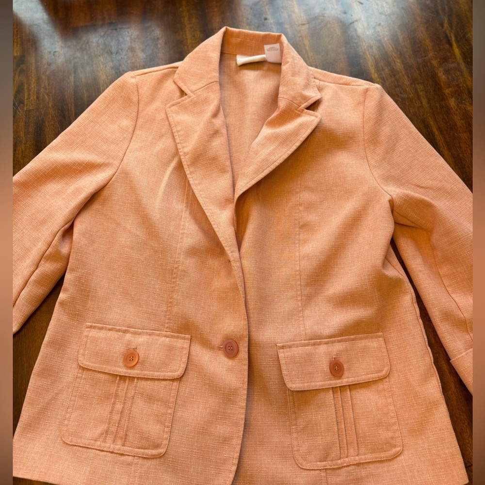 Alfred Dunner light pink blazer suit coat size 10 pockets buttons polyester